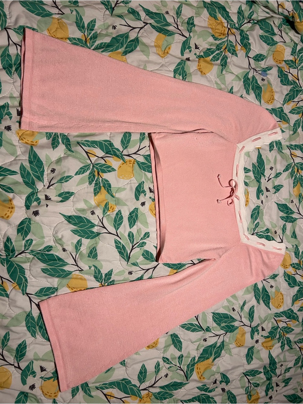 Blush Pink Off-the-Shoulder Tie-Front Women's Sweater